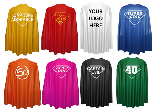 Adults 35" Length Customised Personalised Superhero Cape Team Building Fancy Dress Costume Accessory [8 Colours]