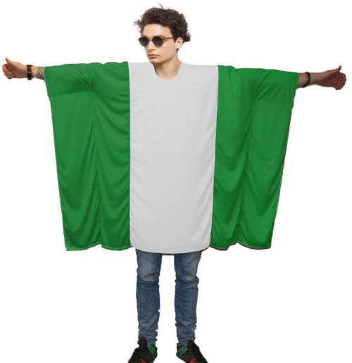 Adults National Flag of Nigeria Supporters Poncho Nigerian Independence Day Fancy Dress Costume