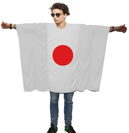 Adults National Flag of Japan Hinomaru Sun Disc Nisshōki Supporters Poncho Fancy Dress
