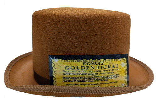 Childs Chocolate Factory Boss Top Hat & Golden Ticket World Book Day Movie Fancy Dress Costume Accessory