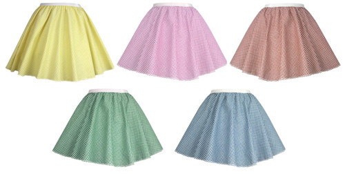 Adults 15" Length Gingham Skater Skirt World Book Day Country & Western Fancy Dress