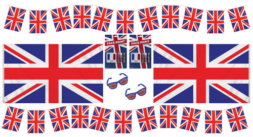 Great Britain Union Jack Flag 8 Piece Decoration Kit Great Britain Union Jack Flag 8 Piece Decoration Kit
