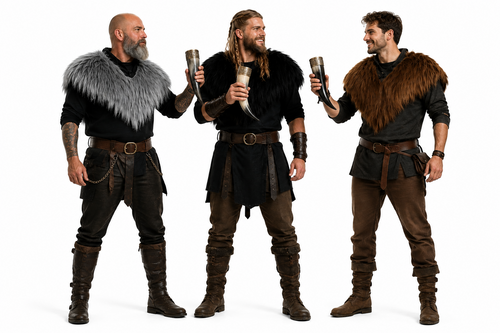 Adults Faux Fur Viking Chest Plate Armour Medival Pagan Warrior Fancy Dress Costume Accessory