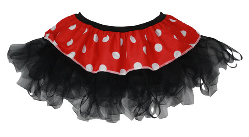 Adults 12" Length Red & White Polka Dot Mouse Cyber Tutu Skirt Fancy Dress