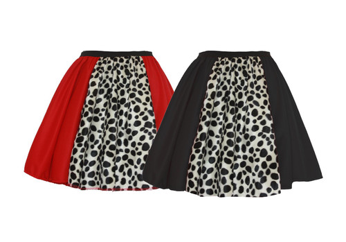 Childs 15" Length Cruella Dalmatian Panel Skirt World Book Day Halloween Fancy Dress Costume Accessory [Age 8-12 Years]
