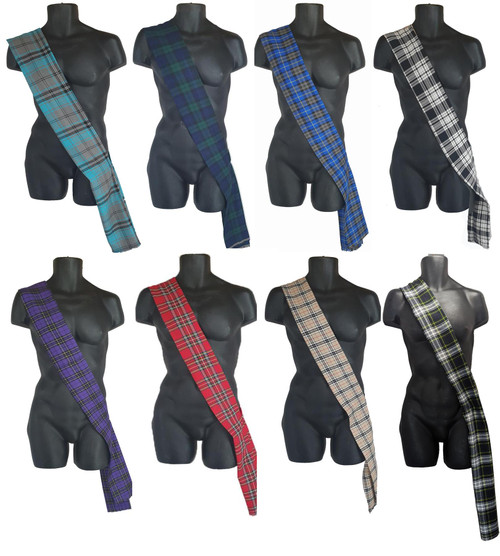 Childs 4ft Length (48") Traditonal Scottish Tartan Sash Burns Night Hogmanay Fancy Dress Accessory (7 Colours)