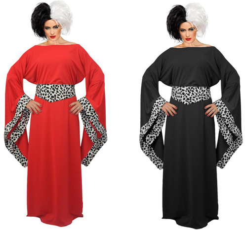 Adults Cruella Dalmatian Dog Snatcher Halloween World Book Day Fancy Dress Costume Adults Cruella Dalmatian Dog Snatcher Halloween World Book Day Fancy Dress Costume