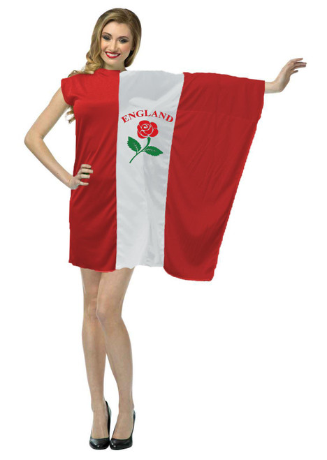 Womens English Rose Flag Dress England Supporters Fancy Dress Costume Womens English Rose Flag Dress England Supporters Fancy Dress Costume