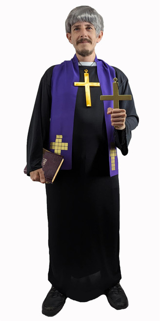 Adults Exorcism Priest Father Damien Karras Halloween Movie Fancy Dress Costume