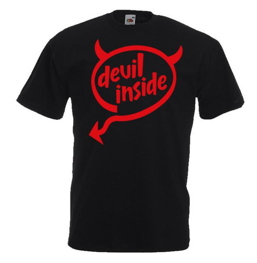 Adults Devil Inside CPU PC Processor Advert Slogan Spoof Unisex Black T-Shirt