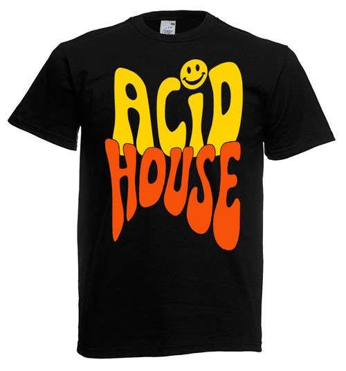 Adults Acid House Rave Dance Music Festival 80's 90's Unisex Black T-Shirt Adults Acid House Rave Dance Music Festival 80's 90's Unisex Black T-Shirt