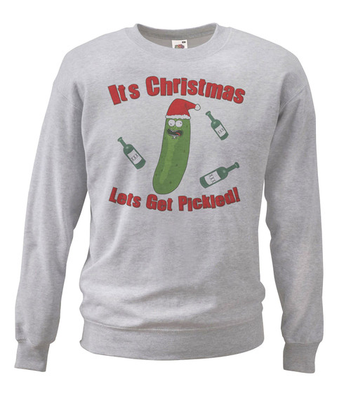 Adults Its Christmas Lets Get Pickled TV Animation Grey Unisex Christmas Jumper
