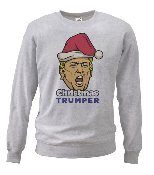 Adults Christmas Trumper Donald USA America Fun Festive Grey Unisex Jumper