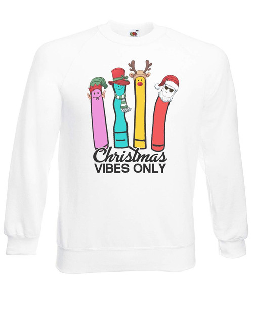 Adults Xmas Vibes Only Funny Adult Toy Humour Rude Unisex White Christmas Jumper