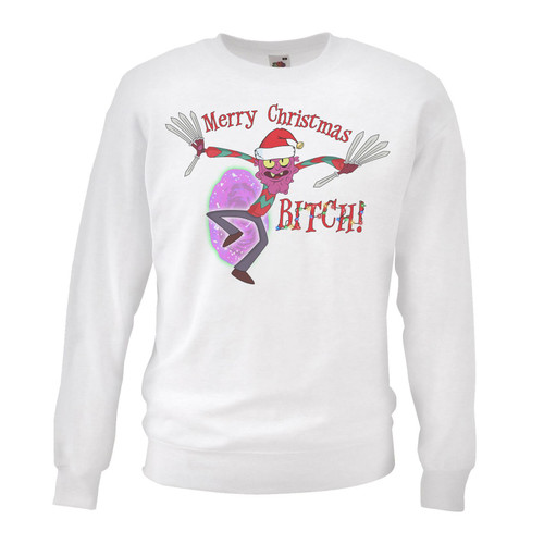 Adults Merry Scary Terry Cartoon Xmas TV Show Unisex White Christmas Jumper