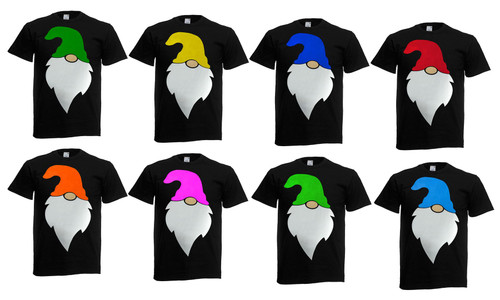 Adults Scandanavian Festive Gonk Gnome Nordic Santa Claus Black Unisex T-Shirt