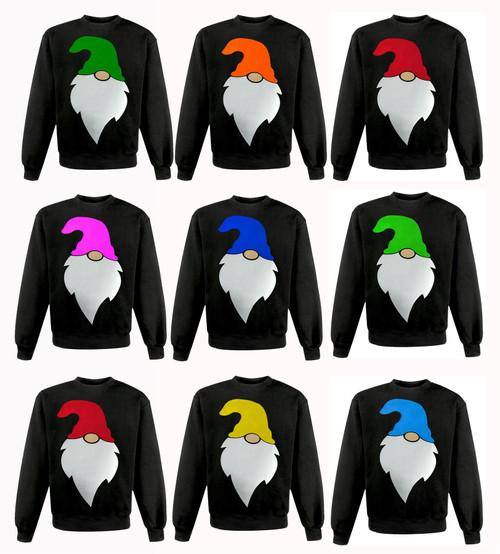 Adults Scandanavian Festive Gonk Gnome Nordic Santa Claus Black Unisex Christmas Jumper