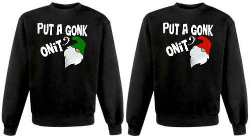Adults Put a Gonk on it Xmas Parody Festive Unisex Black Christmas Jumper