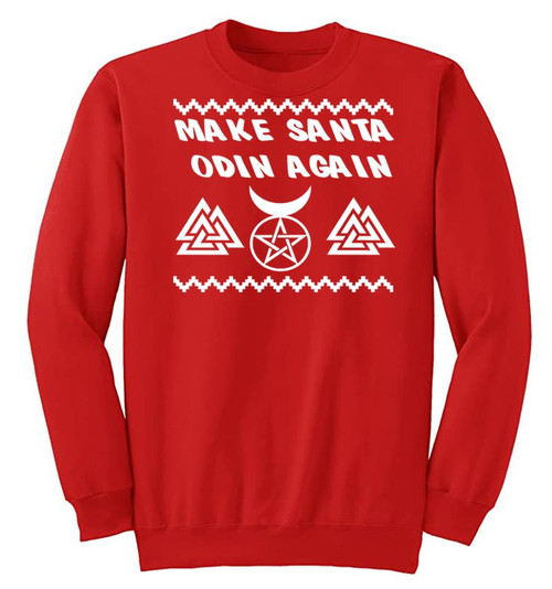 Adults Make Santa Odin Again Viking Pagan Yule Festive Red Christmas Jumper