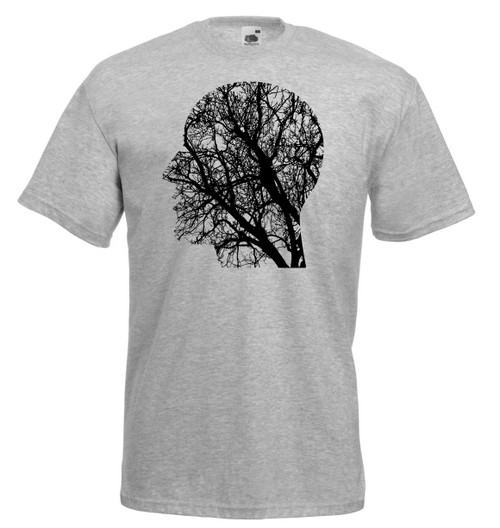 Mens Tree Branch Brain Anatomy Nature Brainstem Head Grey Unisex T-Shirt
