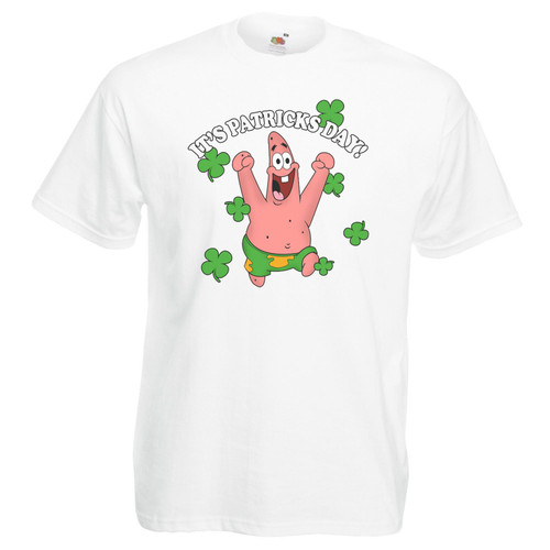 Mens St. Patricks Day Irish Patrick Star Cartoon TV Show White Unisex T-Shirt