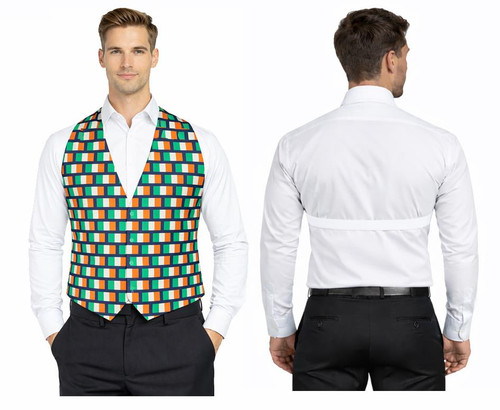 Adults Tricolor National Flag of Ireland Backless Waistcoat St Patricks Day Irish Sports Supporters Fancy Dress