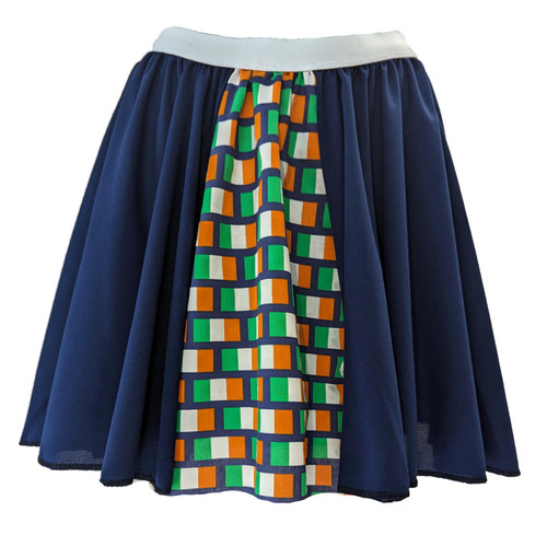 Adults Tricolor National Flag of Ireland Navy Blue 15" (38cm) Length Panel Skirt St Patricks Day Irish Fancy Dress