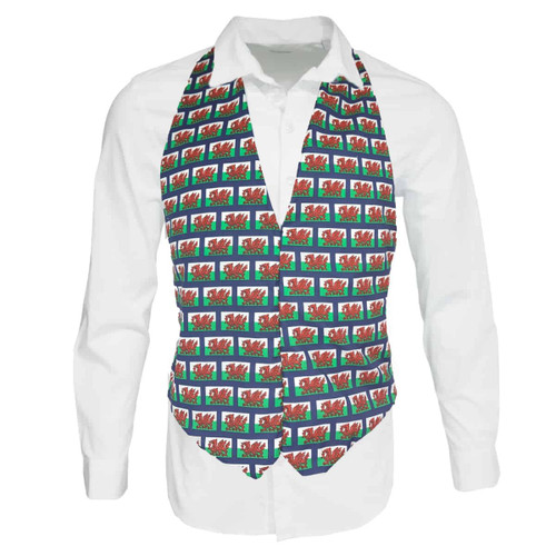 Adults National Flag of Wales Backless Waistcoat Baner Cymru Y Ddraig The Red Dragon Backless Waistcoat St Davids Day Fancy Dress
