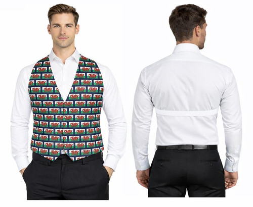 Adults National Flag of Wales Backless Waistcoat Baner Cymru Y Ddraig The Red Dragon Backless Waistcoat St Davids Day Fancy Dress