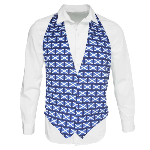 Adults National Flag of Scotland St Andrews Cross Saltire Backless Waistcoat Fancy Dress
