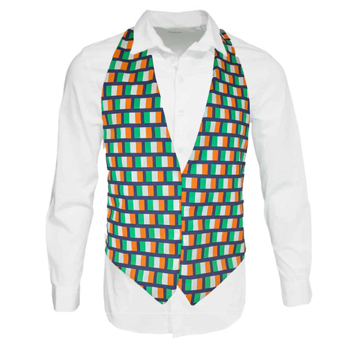 Childs Ireland Tricolour Flag Backless Waistcoat St Patricks Day Irish Sports Supporters Fancy Dress [Age 8-12 Years]