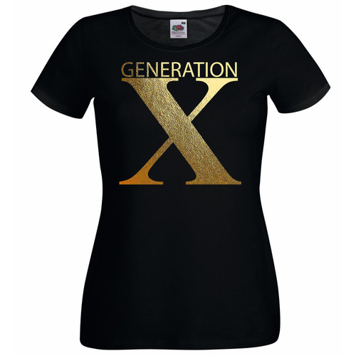 Womens Generation X Gen X Western Social Generations Lady Fit Black T-Shirt
