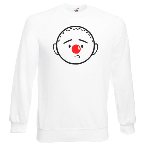 Adults Karl Pilkington Red Nose Cartoon Unisex White Jumper