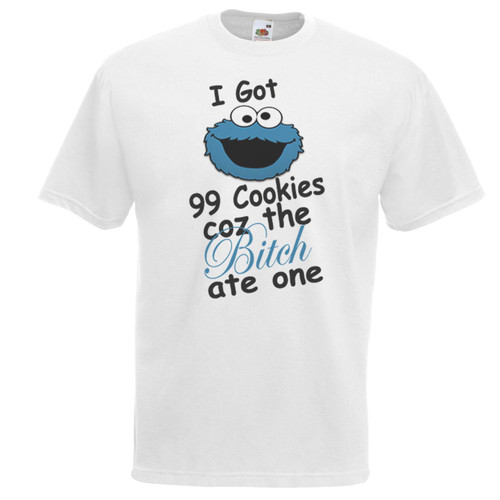 Adults I Got 99 Cookies Funny Biscuit Monster TV Show Unisex White T-Shirt Adults I Got 99 Cookies Funny Biscuit Monster TV Show Unisex White T-Shirt