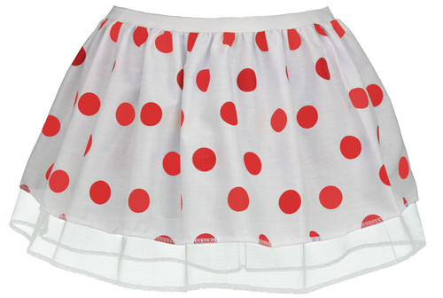 Adults Red Nose Polka Dot 12" (30cm) Length Pleated Tutu Skirt Clown & Circus Fancy Dress