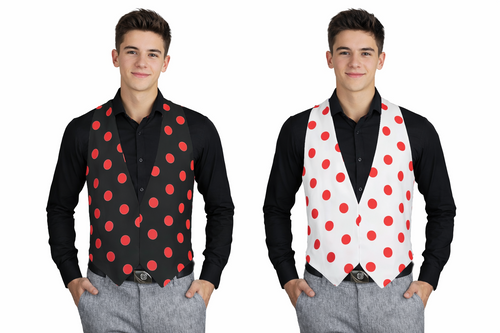 Adults Red Nose Polka Dot Backless Waistcoat Clown & Circus Fancy Dress