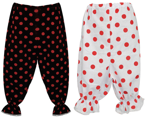 Adults Red Nose Polka Dot Short Length Bloomers Panto Panto Dame Fancy Dress