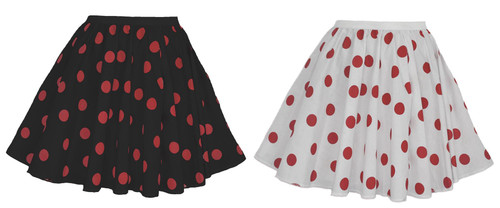 Adults Red Nose Polka Dot 15" (38cm) Length Skater Skater Skirt Clown & Circus Fancy Dress