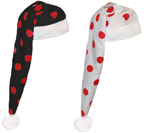 Adults Polka Dot Victorian Night Cap Clown & Circus Red Nose Fancy Dress