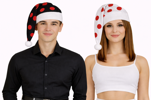 Adults Polka Dot Victorian Night Cap Clown & Circus Red Nose Fancy Dress