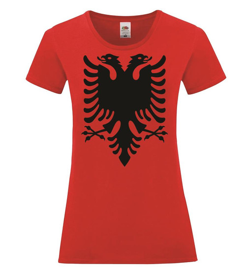 Womens Albanian National Flag Double Eagle Head Country Symbol Lady Fit T-Shirt