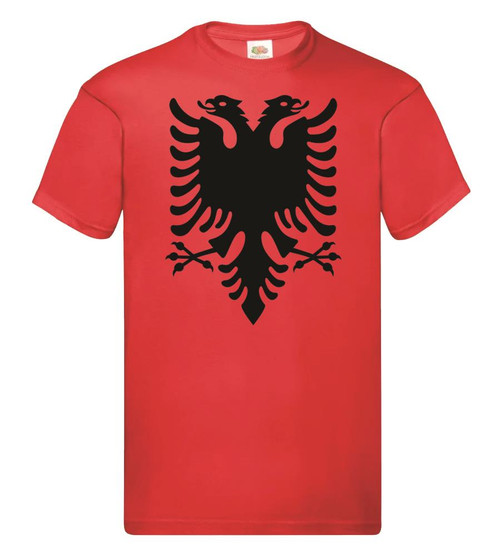 Adults Albanian National Flag Double Eagle Head Symbol Unisex Red T-Shirt