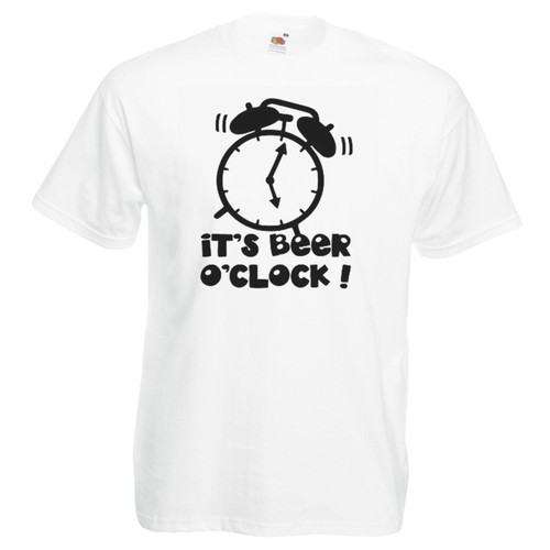 Adults It's Beer O'clock Funny Parody Alcohol Boozer Unisex White T-Shirt Adults It's Beer O'clock Funny Parody Alcohol Boozer Unisex White T-Shirt