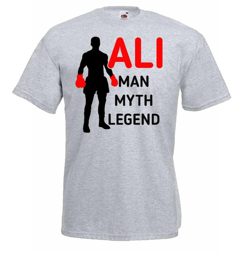 Adults Boxing Sport Legend Ali Man Myth Legend Quote Unisex Grey T-Shirt Adults Boxing Sport Legend Ali Man Myth Legend Quote Unisex Grey T-Shirt