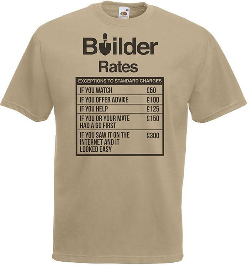 Adults Builder Rates Construction Funny Student Profession Unisex Khaki T-Shirt