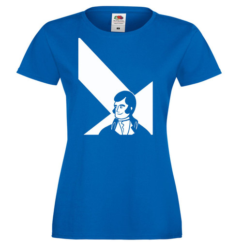 Womens Robert Burns Saltire Scotland Poet Burns Night Blue Lady Fit T-Shirt Womens Robert Burns Saltire Scotland Poet Burns Night Blue Lady Fit T-Shirt