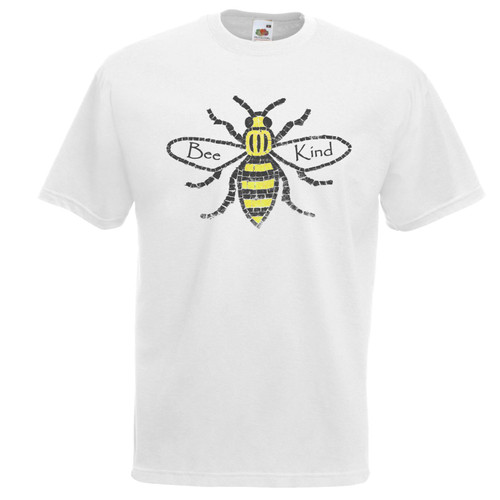 Adults Bee Kind Manchester Worker Northern Quarter Unisex White T-Shirt Adults Bee Kind Manchester Worker Northern Quarter Unisex White T-Shirt
