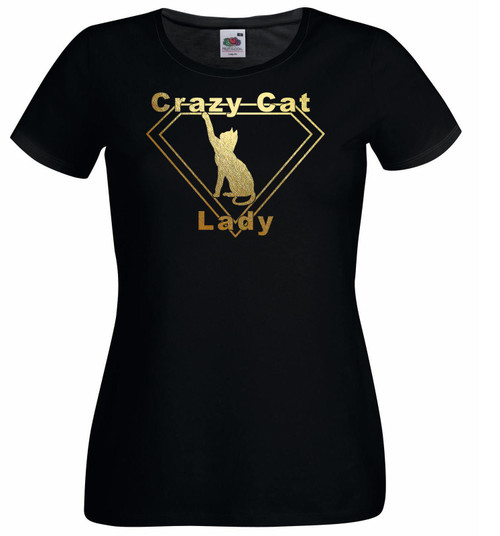 Womens Cat Lady Pussy Cat Feline Friend Animal Lover Black Lady Fit T-Shirt