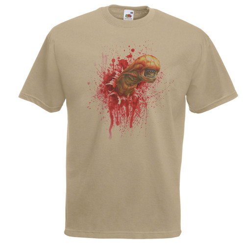Adults Chest Burster Alien Xenomorph Sci-Fi Horror Movie Unisex Khaki T-Shirt Adults Chest Burster Alien Xenomorph Sci-Fi Horror Movie Unisex Khaki T-Shirt