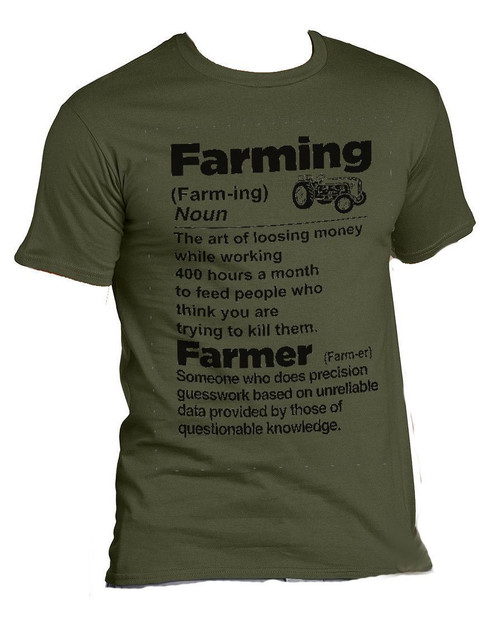 Adults Defined Young Farmer Funny Farming Noun Unisex Olive T-Shirt